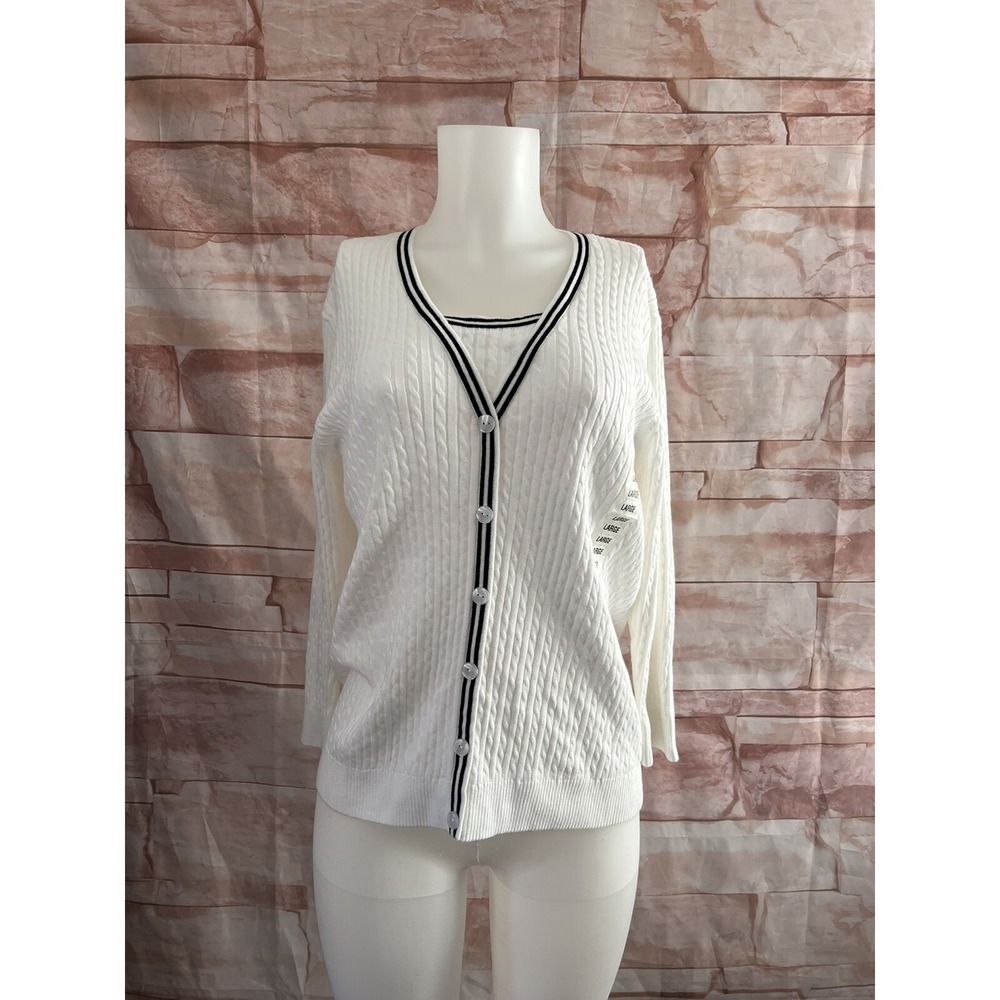 Jeanne Pierre layered white sweater Top, size L
